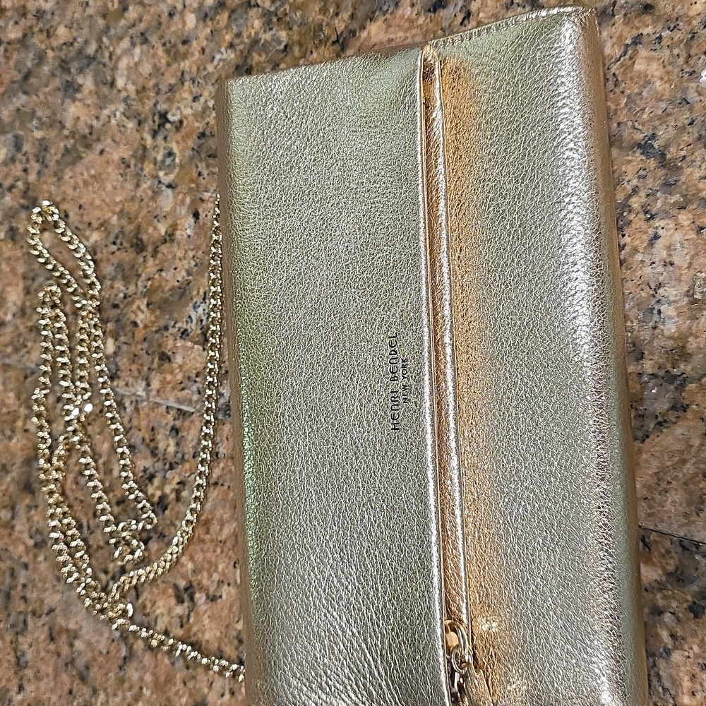 NWOT Henri Bendel Gold Clutch With Chain - Picture 4 of 11